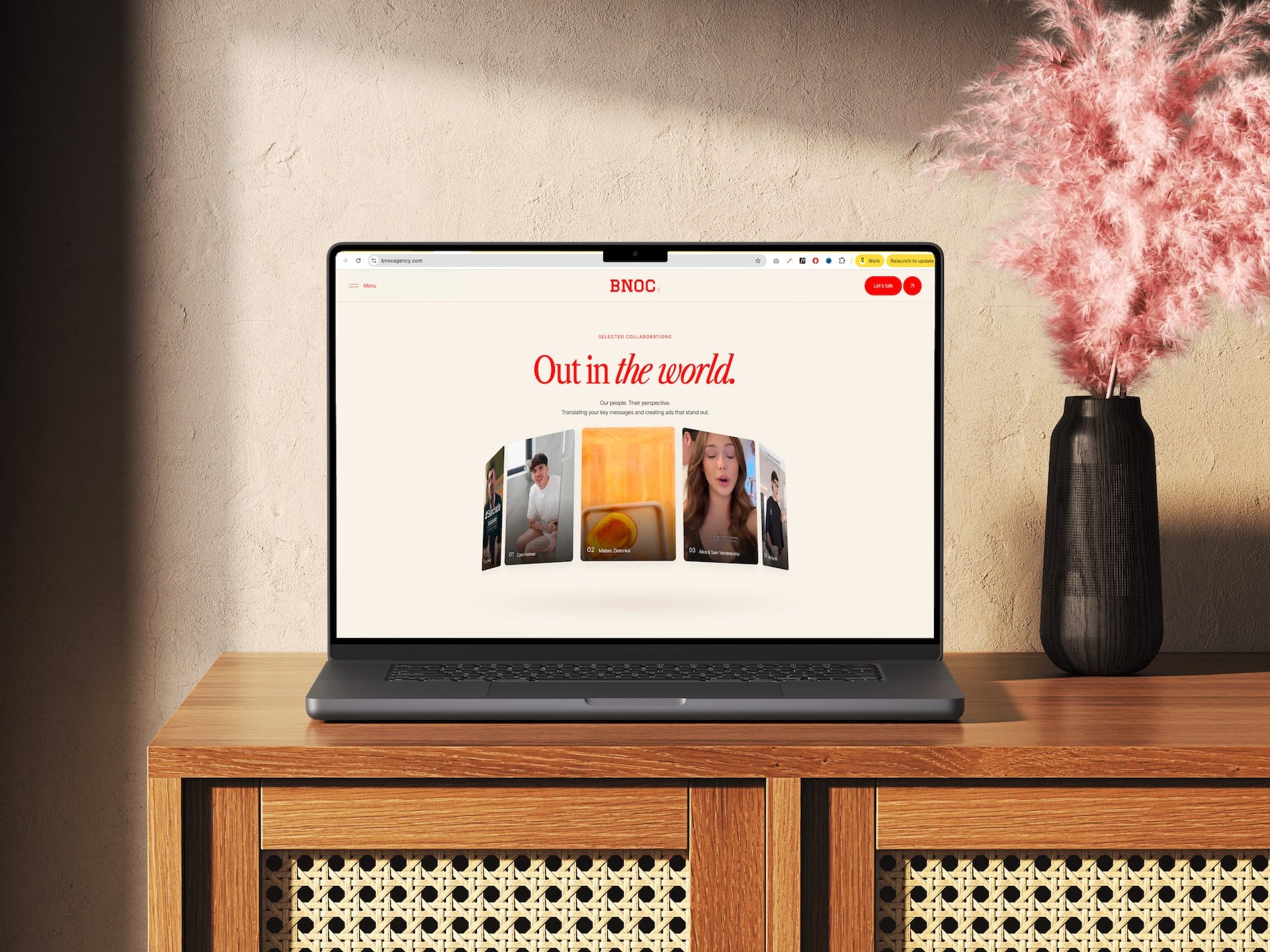 BNOC's website on a laptop in a living room