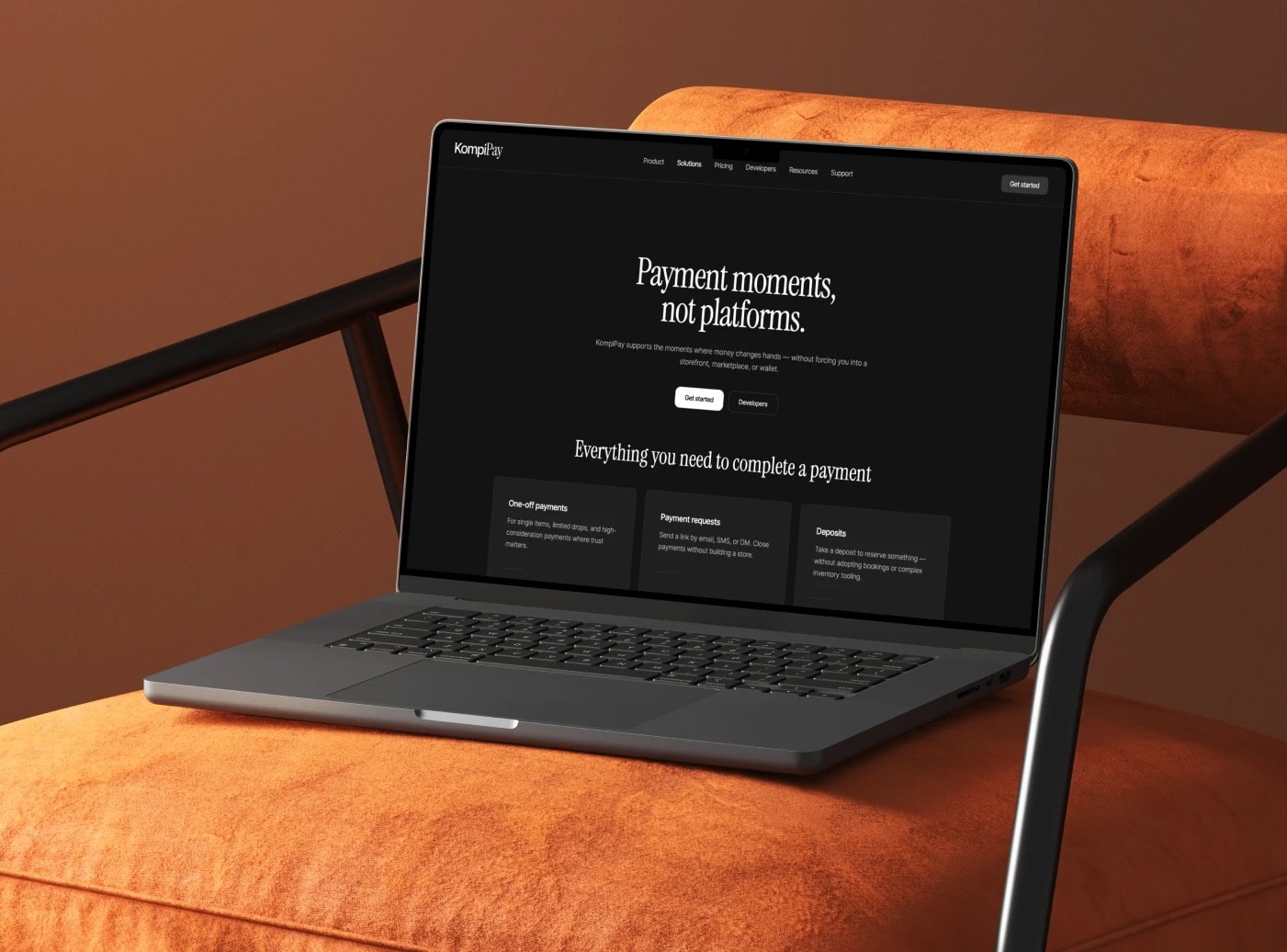 KompiPay, a payments product designed and built by Wall & Fifth, on a laptop