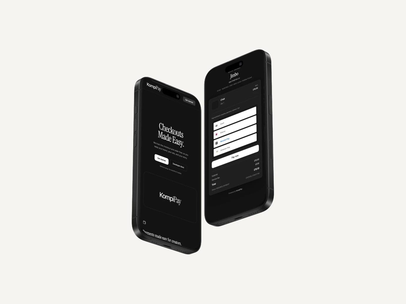 KompiPay checkout on two phones